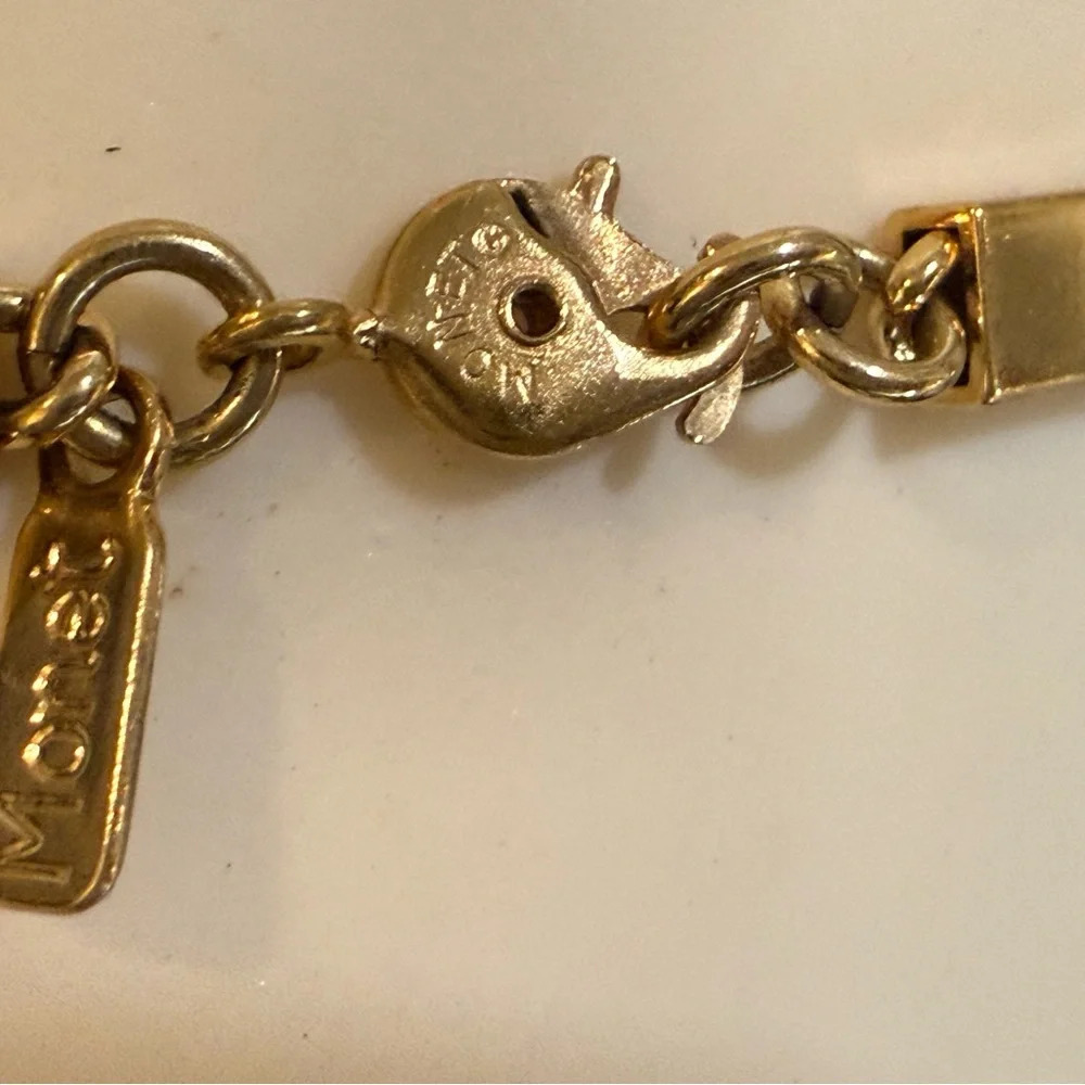 Vintage Monet PAT.PEND Gold box link chain geometric Necklace 30”‎